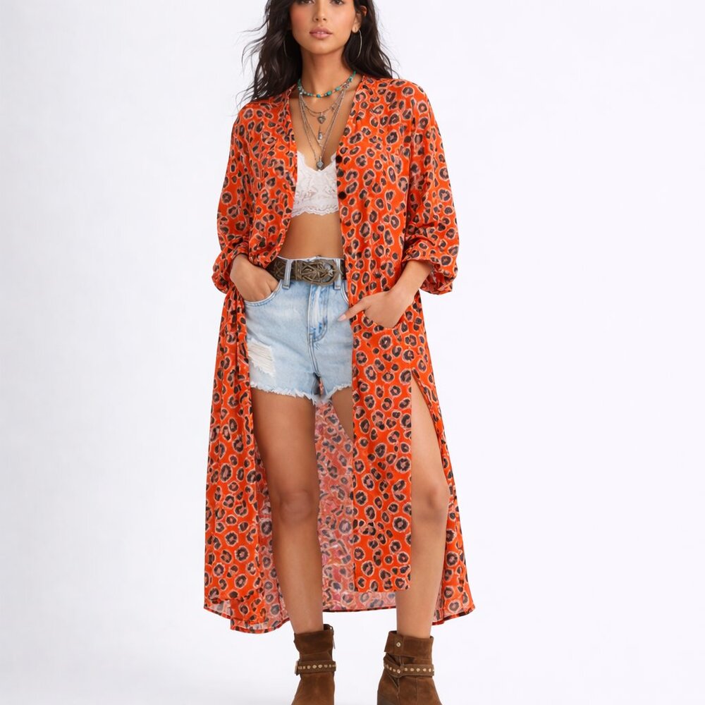 NWT FREE PEOPLE Cest Moi‎ Maxi Top Orange Size XS